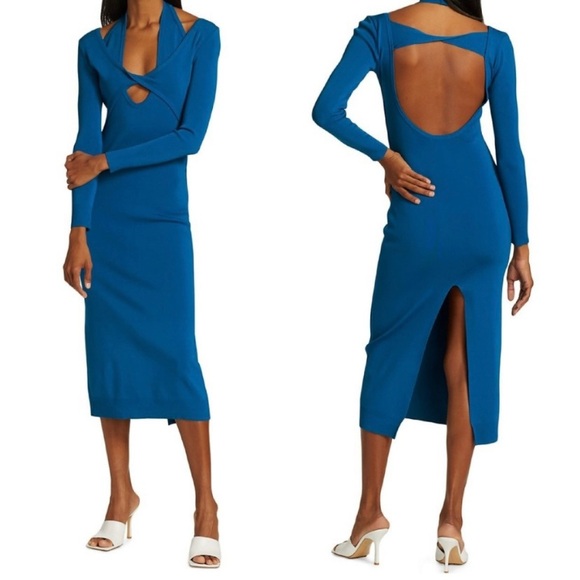 Monse Cutout Knit Bodycon Midi Dress Open Back Long Sleeves Size S NWT - Picture 15 of 16